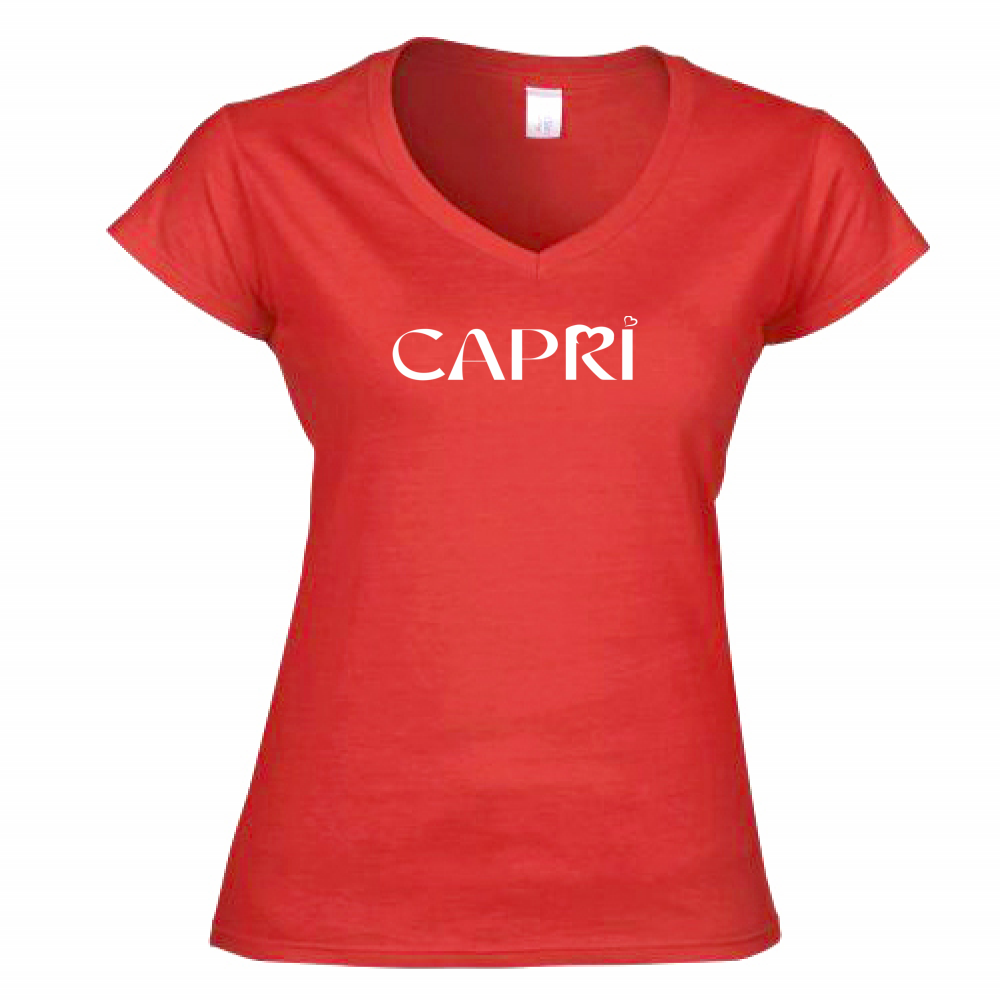 Women's T-Shirt V-Neck CAPRI MINIMAL WHITE WRITING