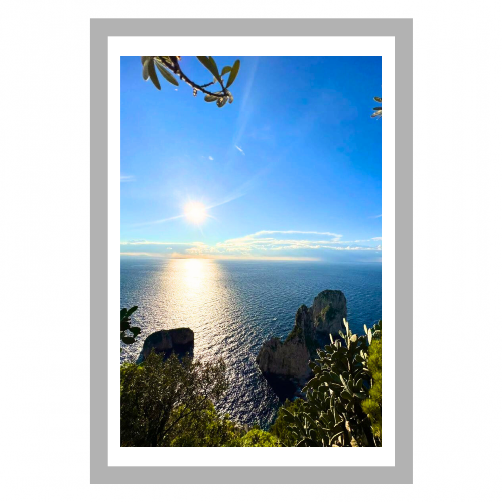 Poster con Cornice 40x60 Capri Alba tra cielo e Mare