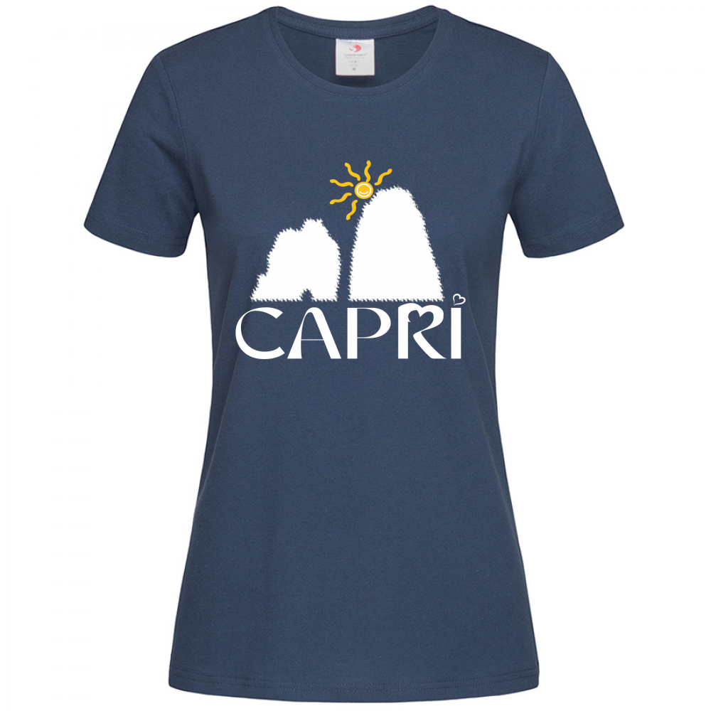 T-Shirt Women Premium CAPRI HAPPY FARAGLIONI WHITE