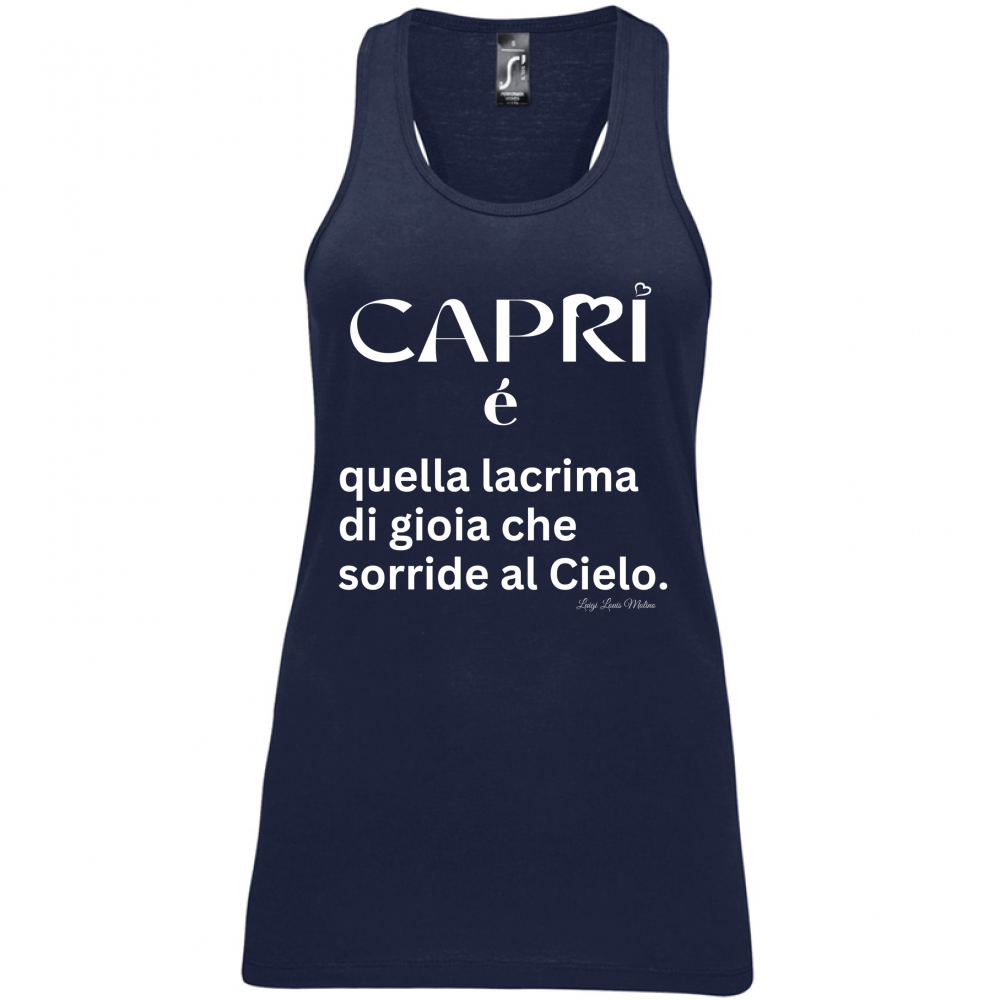 Canotta Donna Capri é quella lacrima di gioia scritta bianca