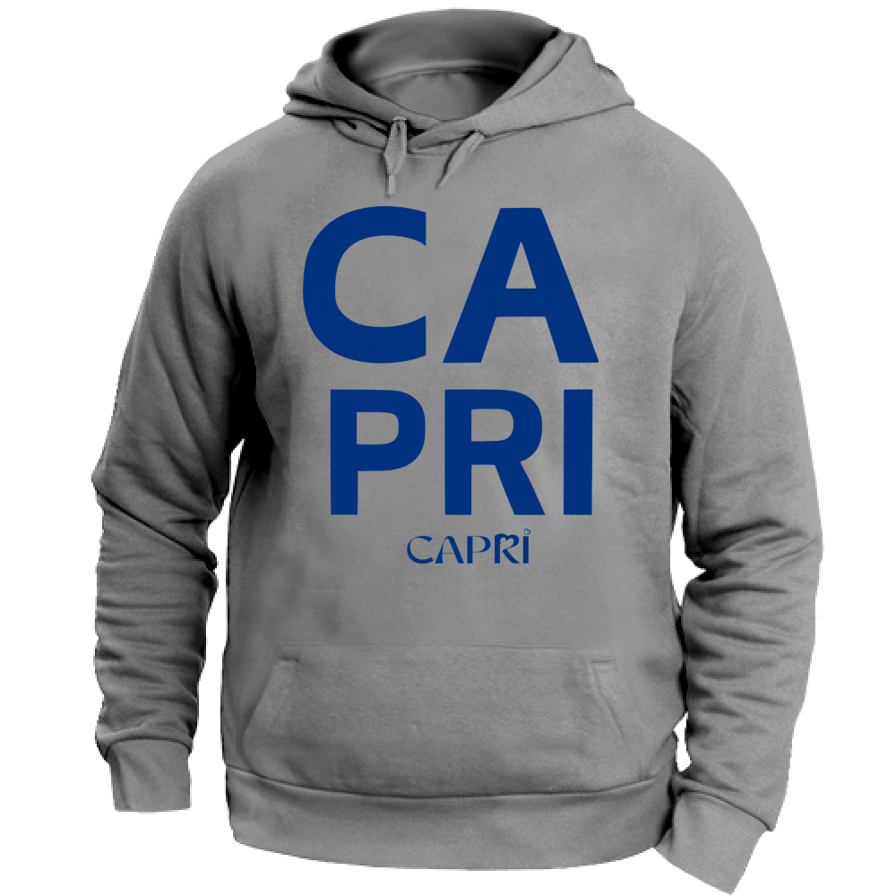 Felpa con Cappuccio Unisex Large CAPRI DESIGN SCRITTA BLUE