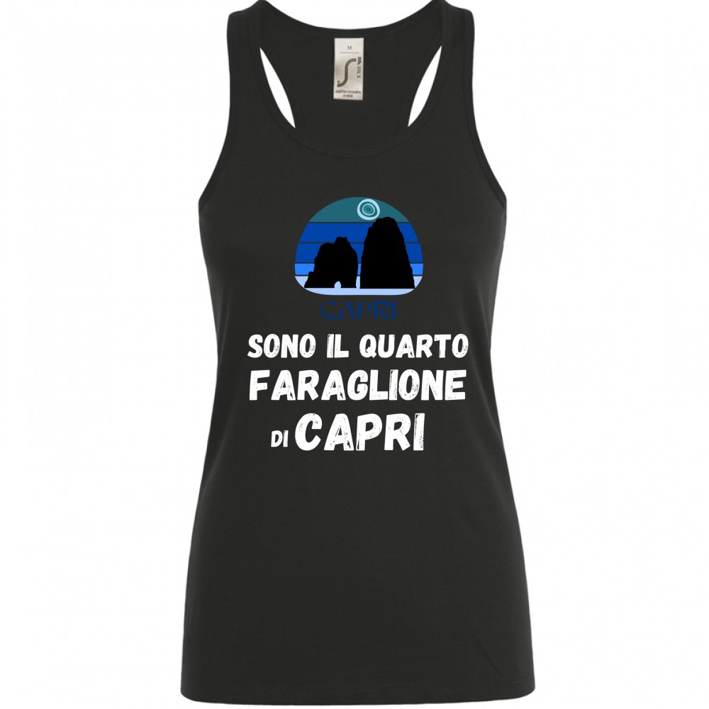 Canotta Donna SONO IL QUARTO FARAGLIONE DI CAPRI SCRITTA BIANCA