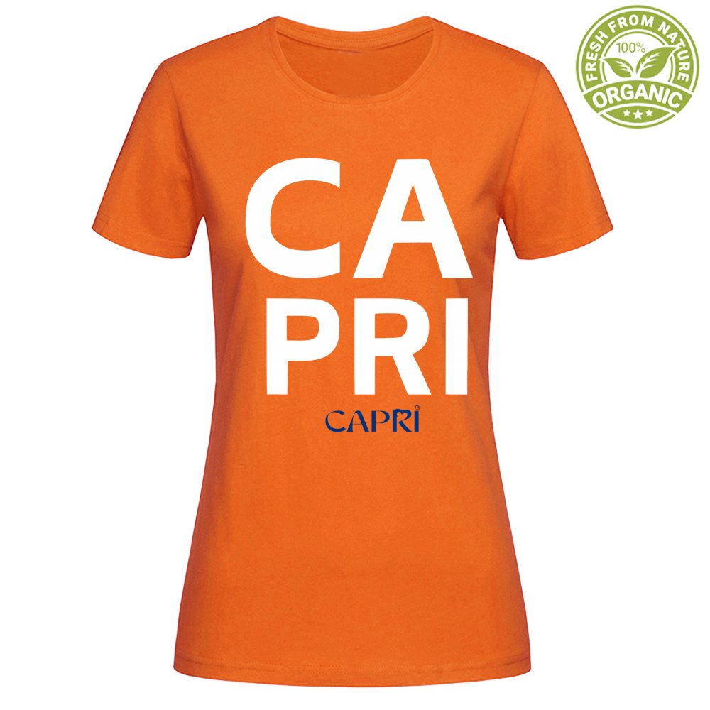 T-Shirt Woman Organic CAPRI DESIGN SCRITTA BIANCA