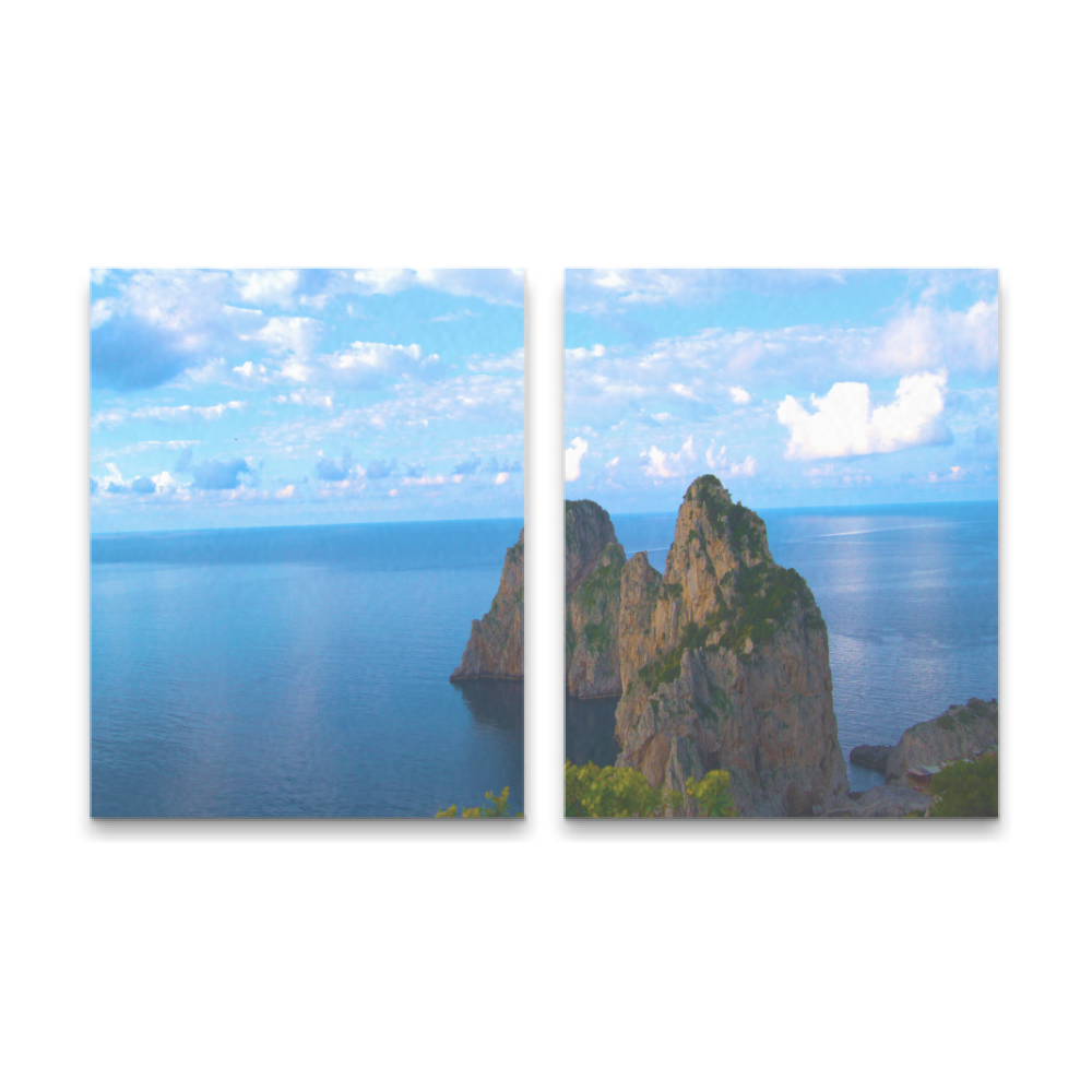 Canvas 2 Pannelli Telaio Capri Blu Incanto doppio canvass