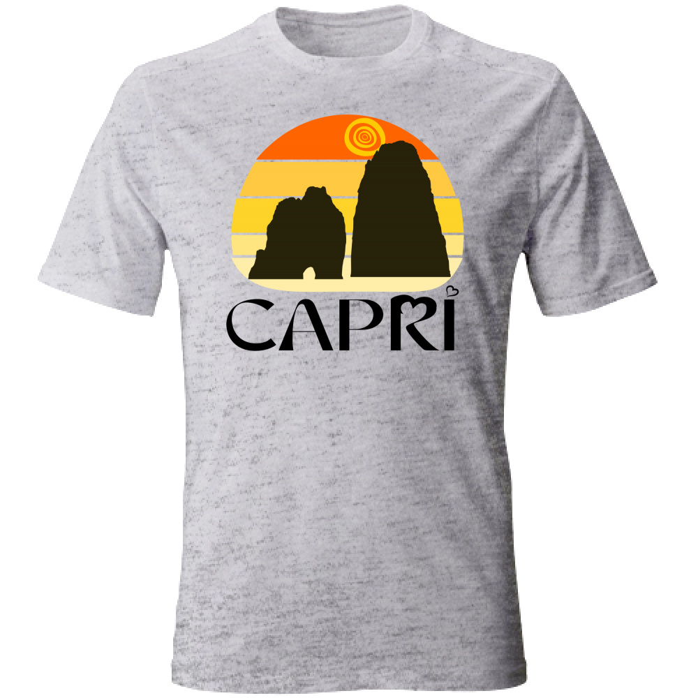 T-Shirt Unisex CAPRI TRAMONTO VINTAGE SCRITTA NERA
