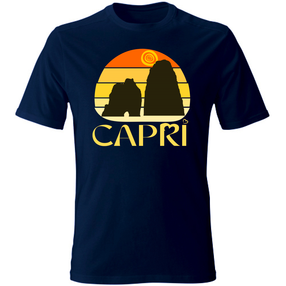 T-Shirt Unisex CAPRI TRAMONTO VINTAGE SCRITTA GIALLO