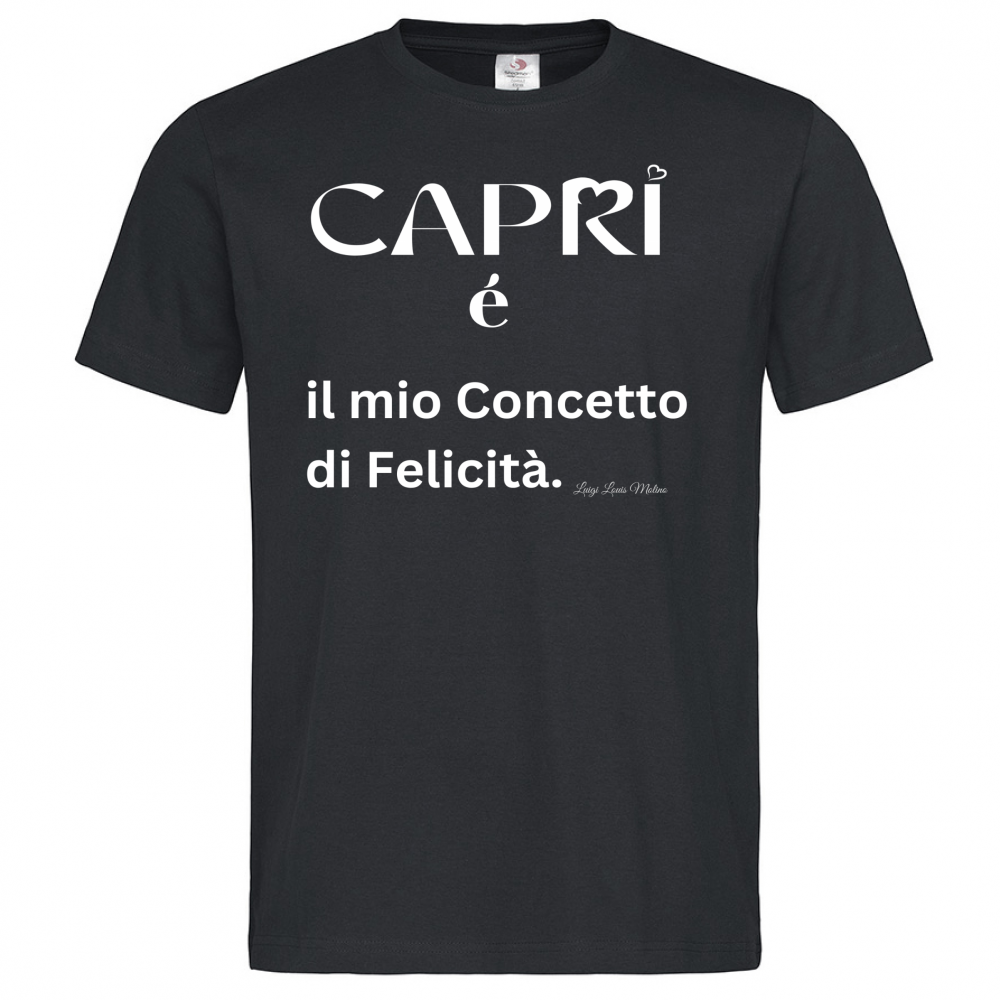 T-Shirt Men Premium Capri é il mio concetto di Felicità scritta Bian