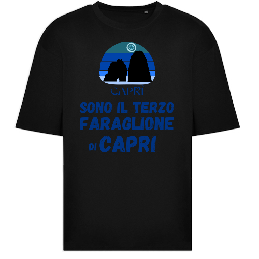 T-Shirt Oversize SONO IL TERZO FARAGLIONE DI CAPRI SCRITTA BLU