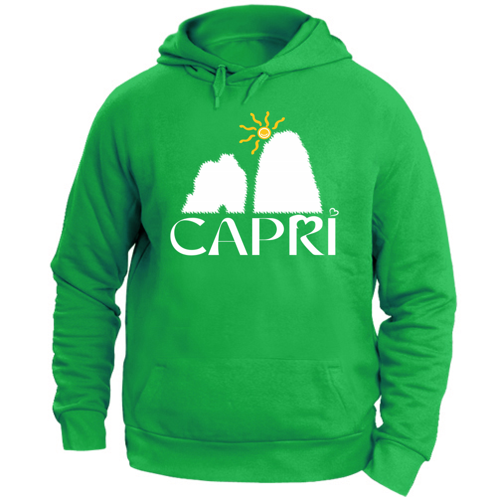 Felpa Unisex con Cappuccio CAPRI HAPPY FARAGLIONI WHITE