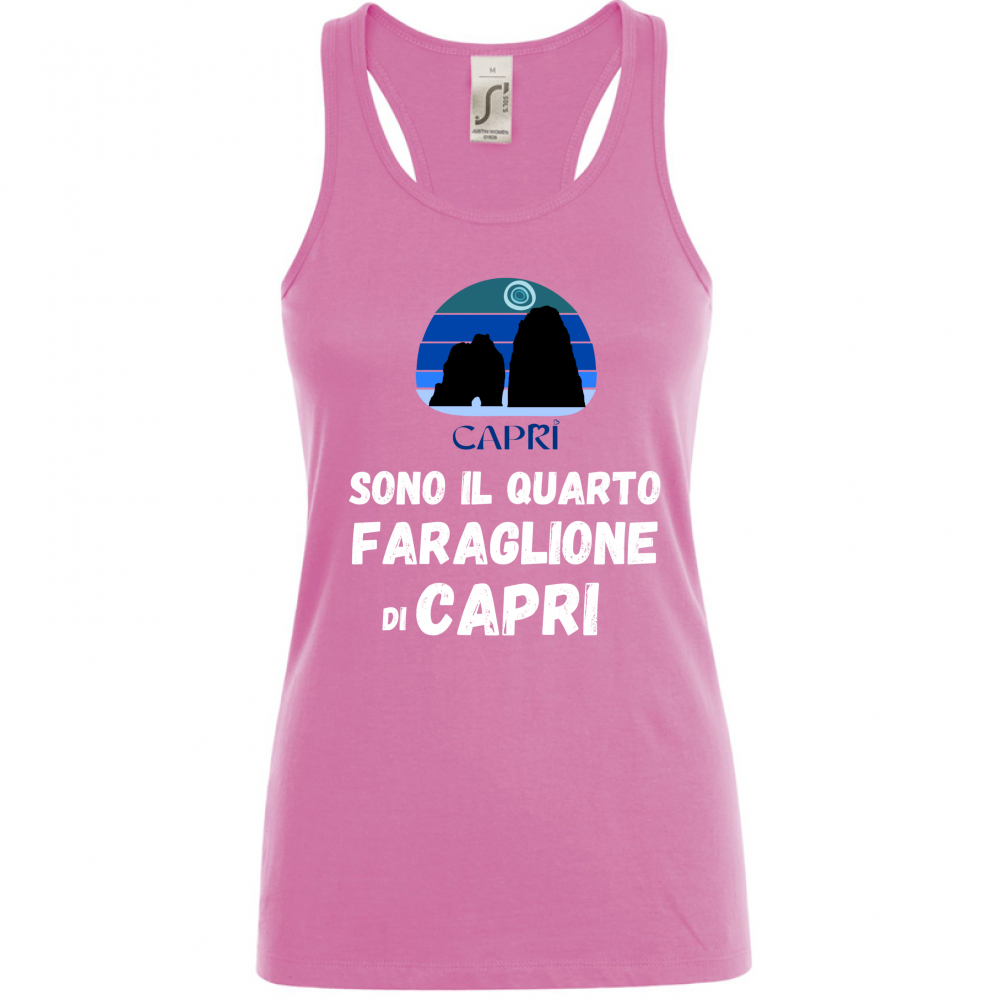 Canotta Donna SONO IL QUARTO FARAGLIONE DI CAPRI SCRITTA BIANCA