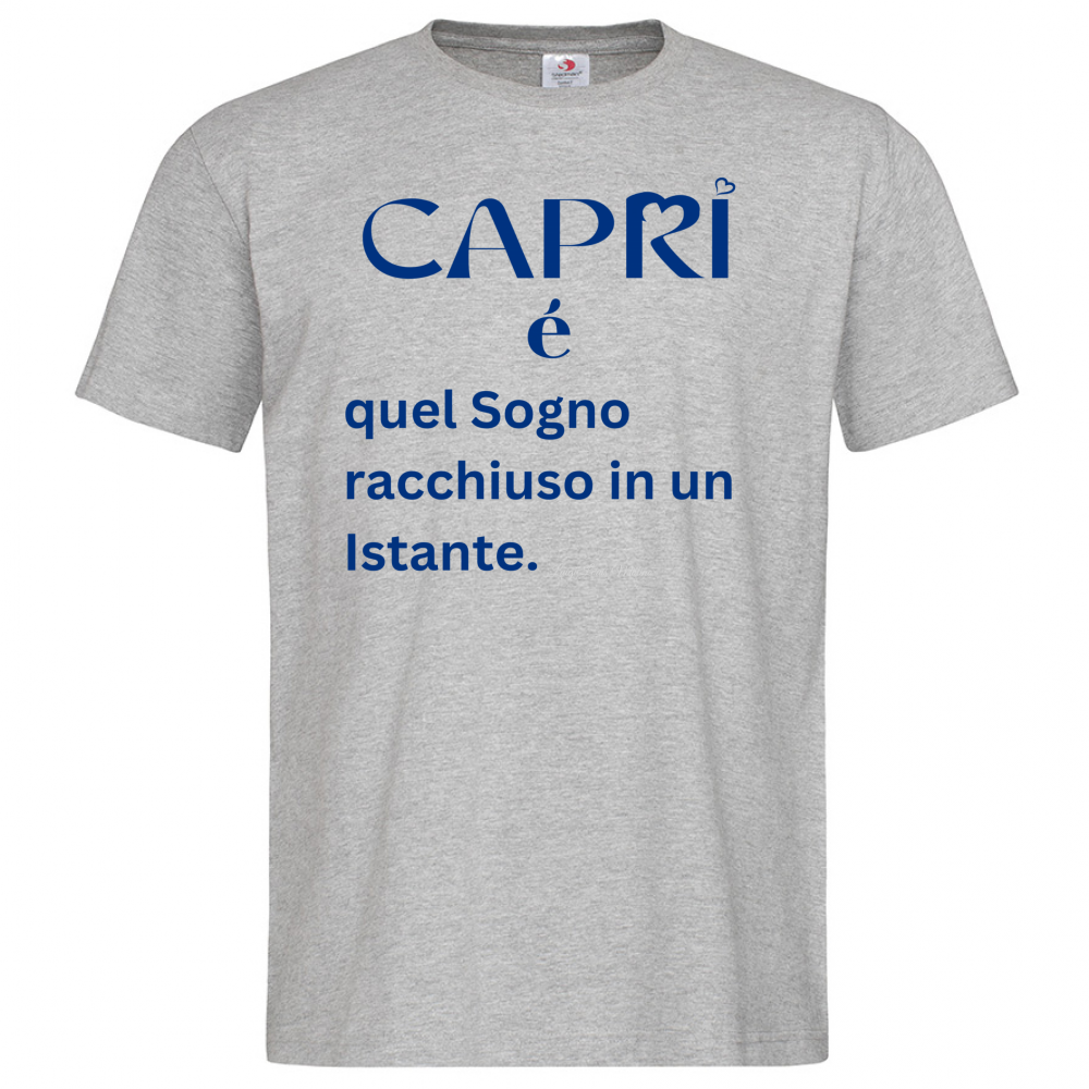 T-Shirt Men Premium Capri Sogno racchiuso in un istante scritta Blue