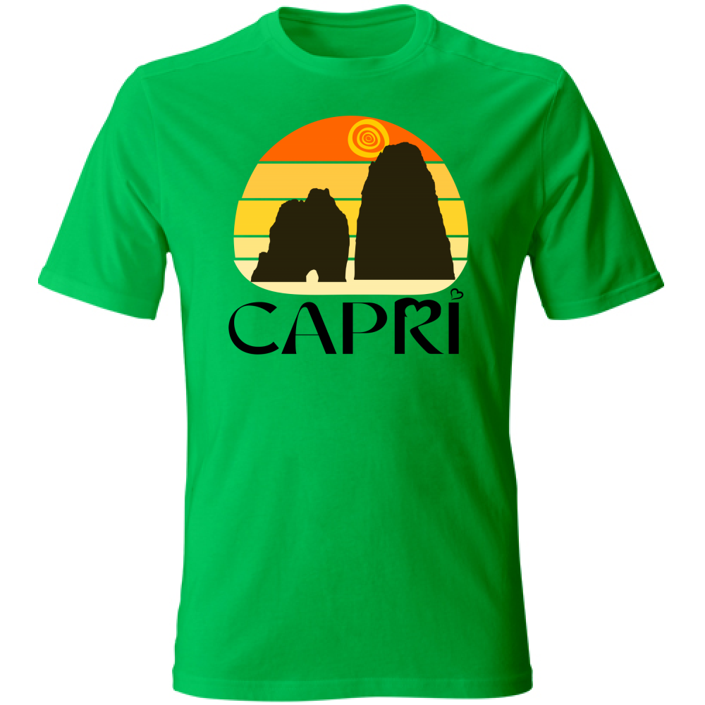 T-Shirt Unisex CAPRI TRAMONTO VINTAGE SCRITTA NERA