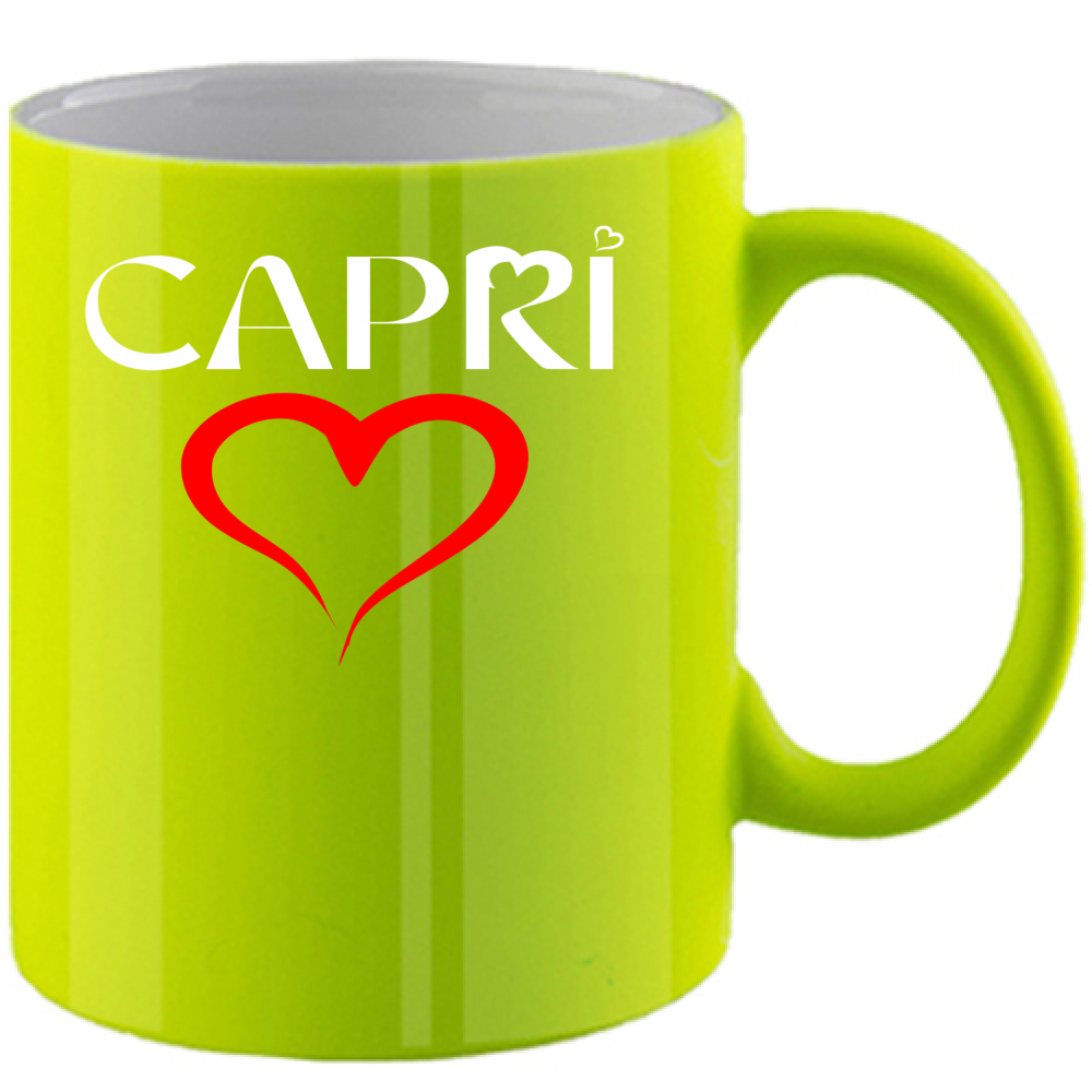 Fluorescent mug HEART CAPRI RED