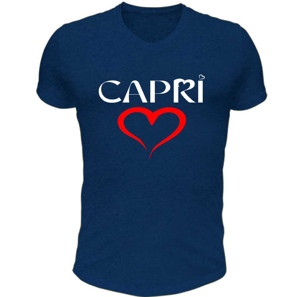 Unisex T-Shirt V-Neck HEART CAPRI RED