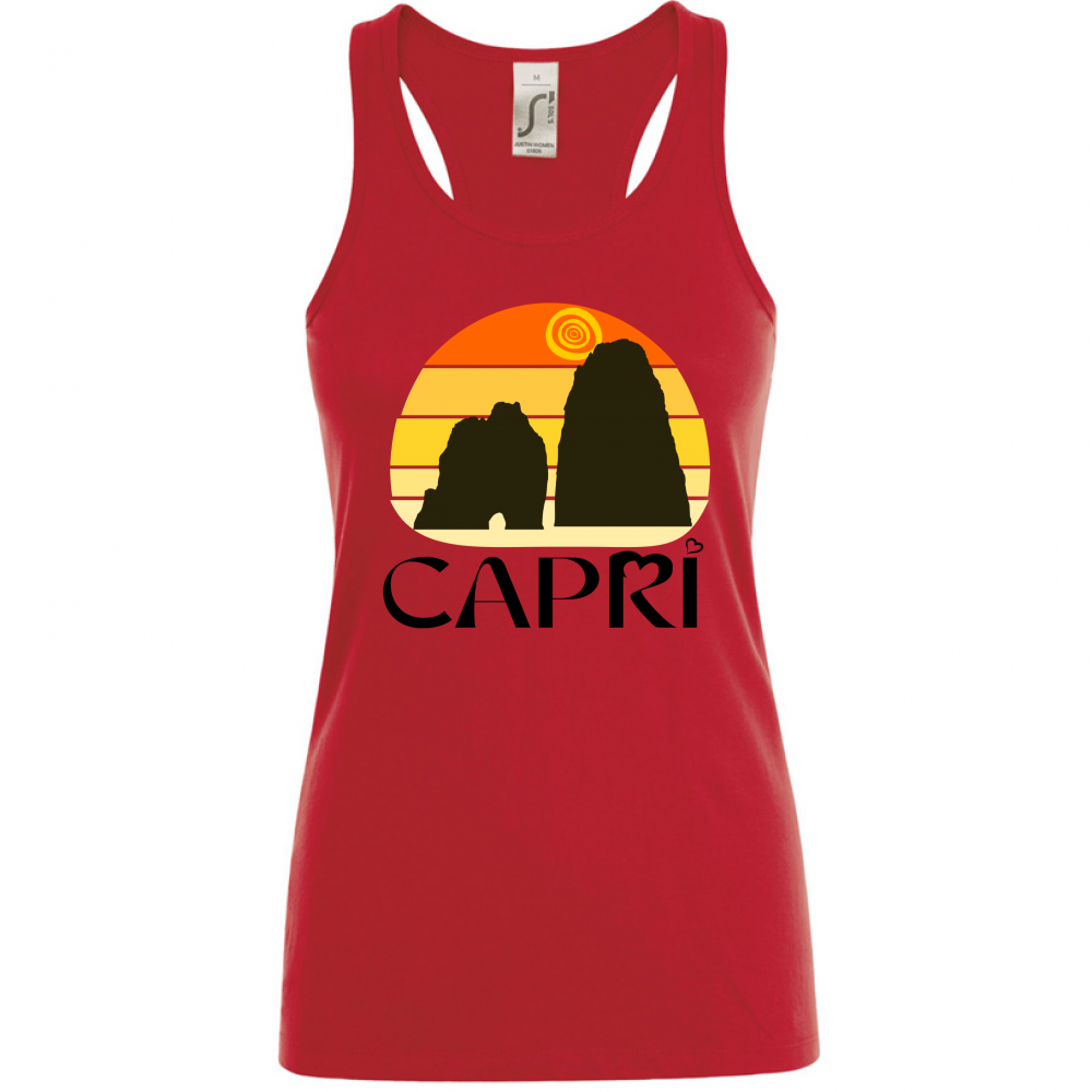 Canotta Donna CAPRI TRAMONTO VINTAGE SCRITTA NERA