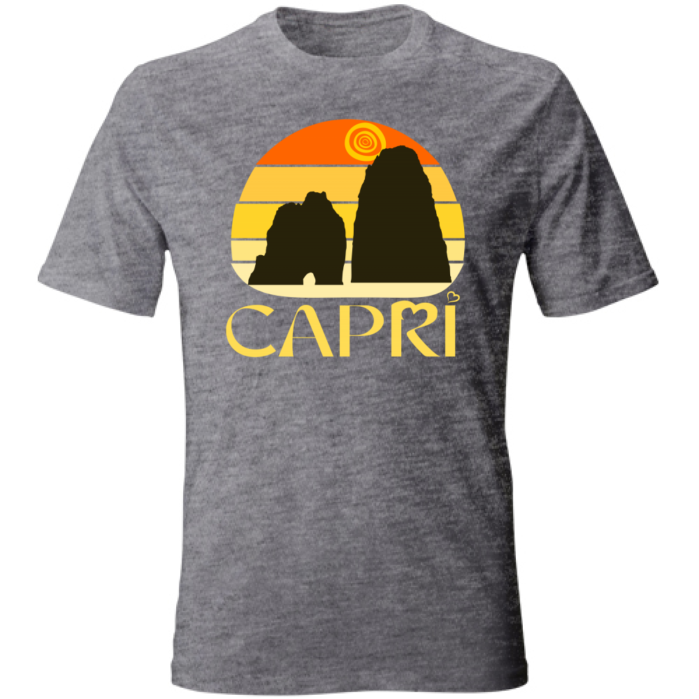 T-Shirt Unisex CAPRI TRAMONTO VINTAGE SCRITTA GIALLO