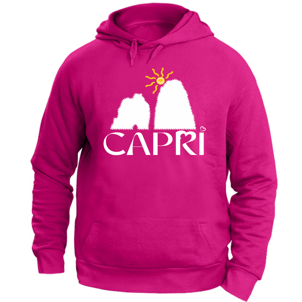 Felpa Unisex con Cappuccio CAPRI HAPPY FARAGLIONI WHITE