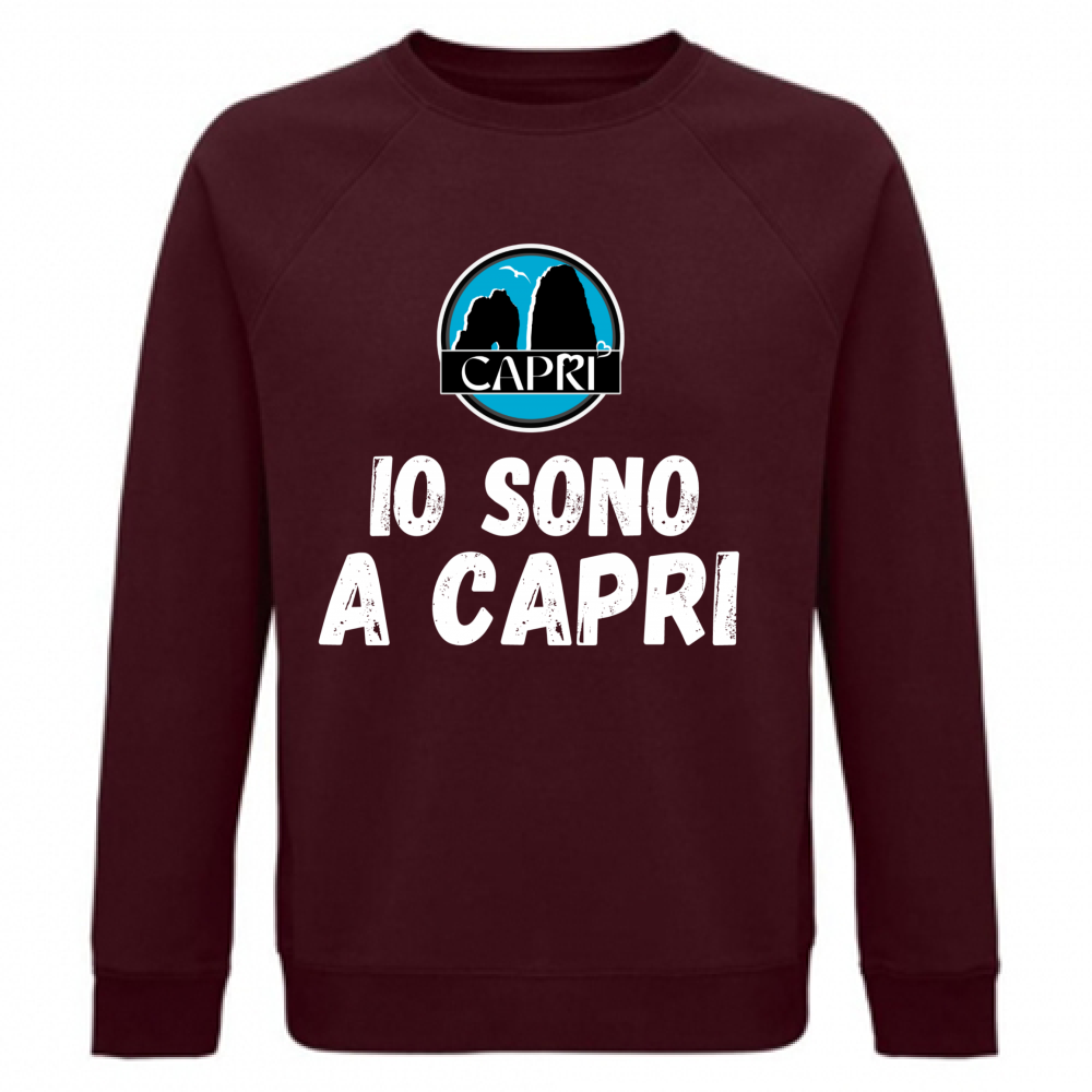 Felpa Unisex Organica IO SONO A CAPRI SCRITTA BIANCA