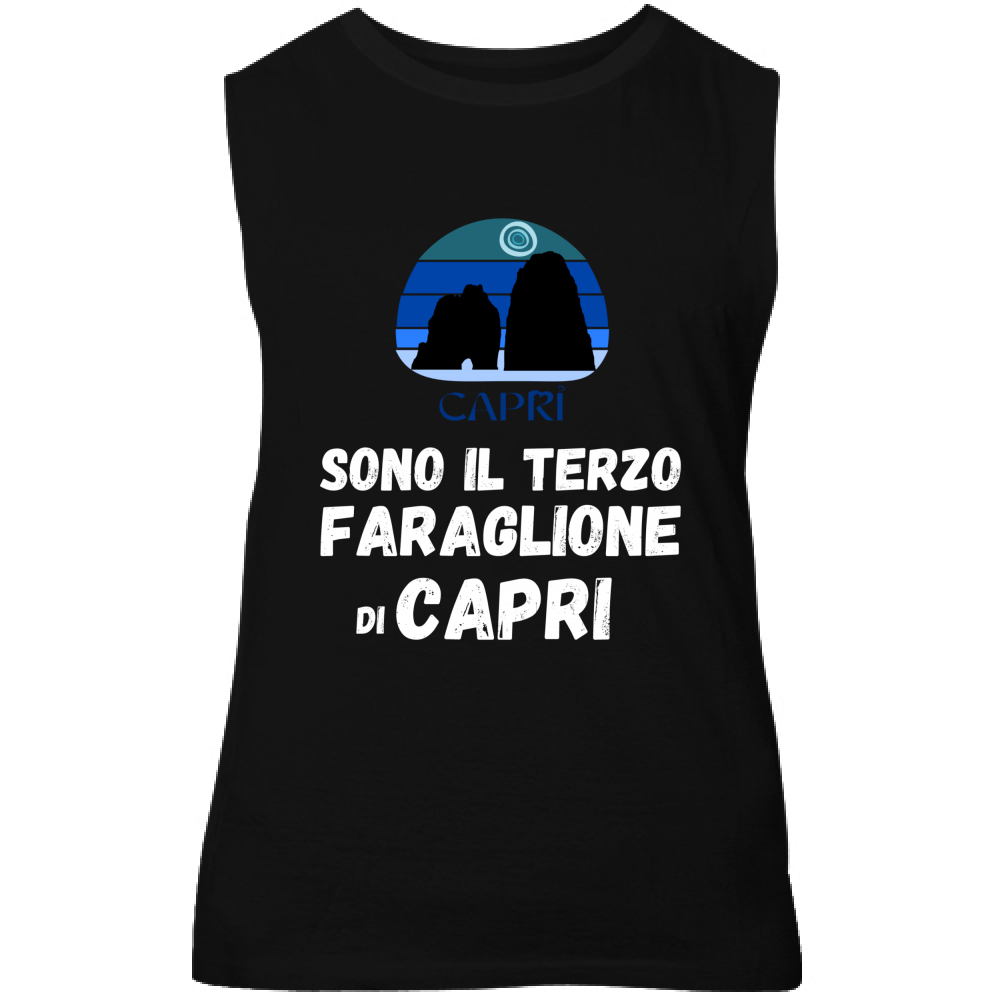 Canotta Unisex SONO IL TERZO FARAGLIONE DI CAPRI SCRITTA BIANCA