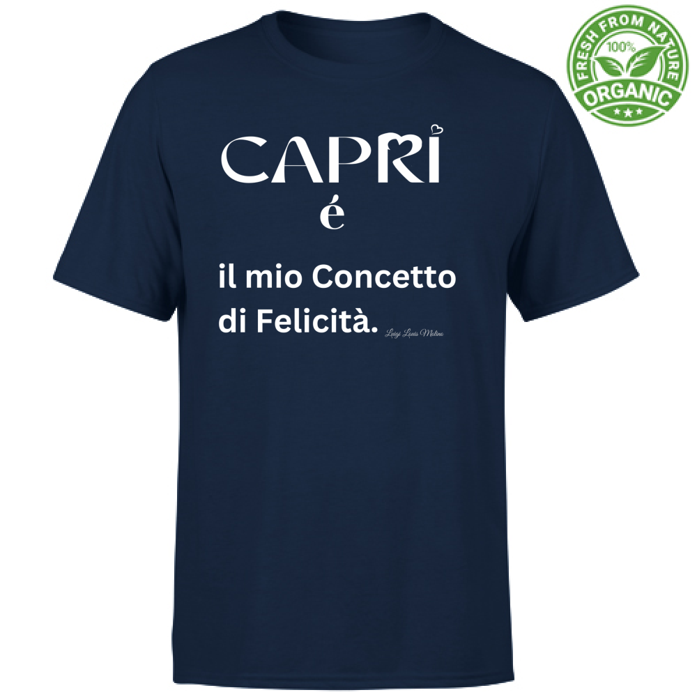 T-Shirt Bambino Organic Capri é il mio concetto di Felicità scritta Bian