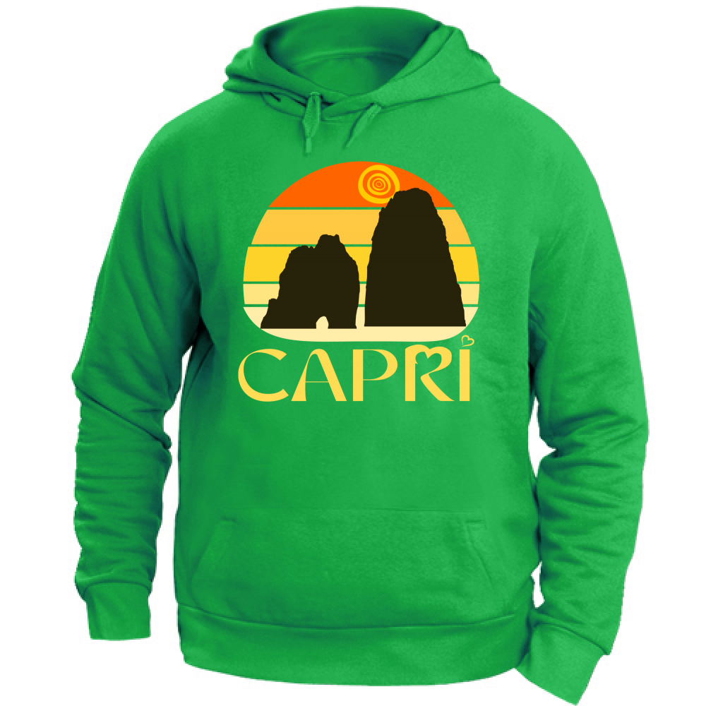 Unisex Hoodie CAPRI SUNSET VINTAGE YELLOW WRITING