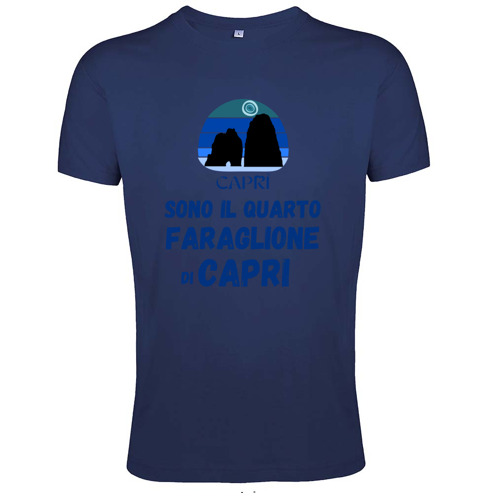 T-Shirt Men Fit SONO IL QUARTO FARAGLIONE DI CAPRI SCRITTA BLUE