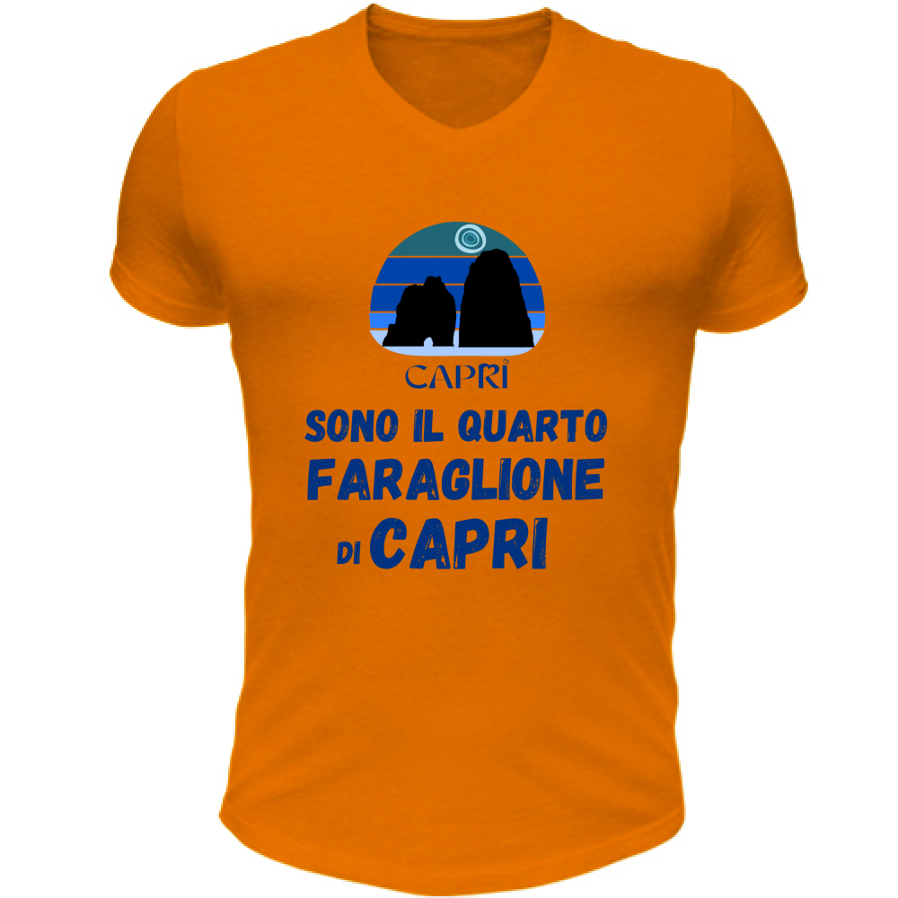T-Shirt Unisex Scollo V SONO IL QUARTO FARAGLIONE DI CAPRI SCRITTA BLUE