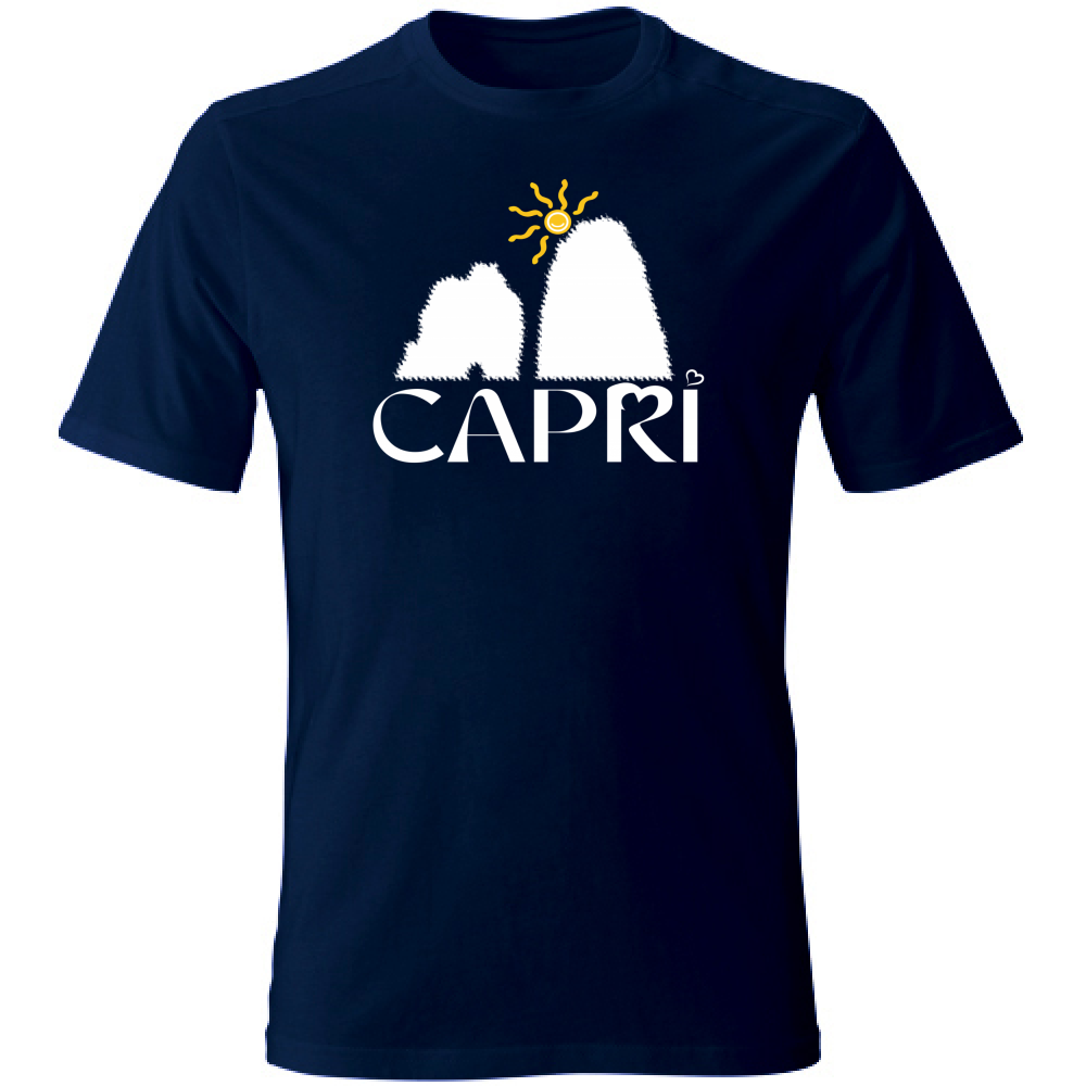 Unisex Large T-Shirt CAPRI HAPPY FARAGLIONI WHITE