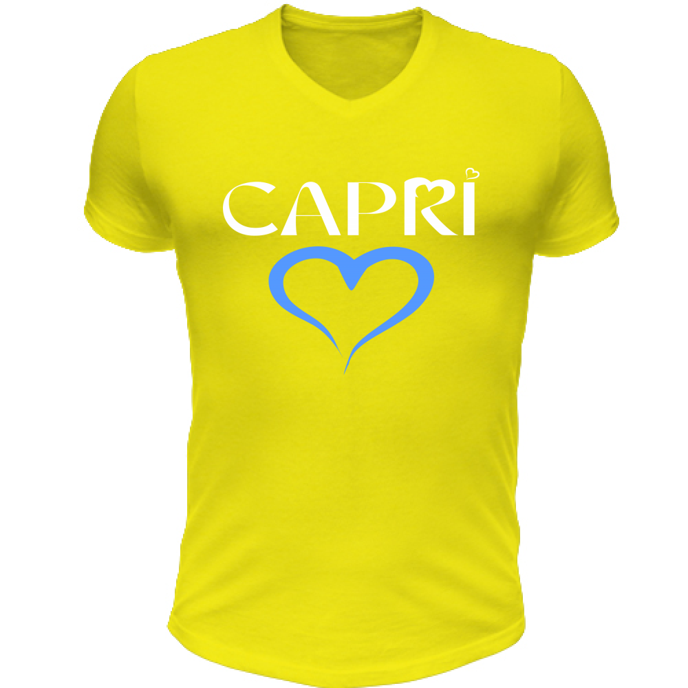 T-Shirt Unisex Scollo V CAPRI CUORE AZZURRO