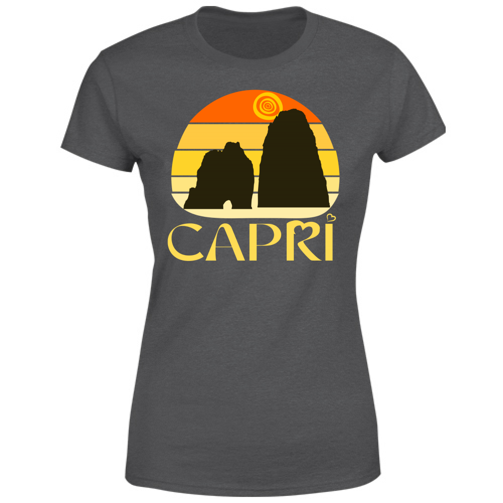 Women's T-Shirt CAPRI SUNSET VINTAGE YELLOW WRITING