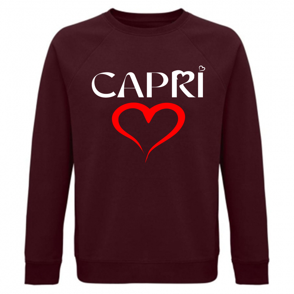 Unisex Organic Sweatshirt HEART CAPRI RED