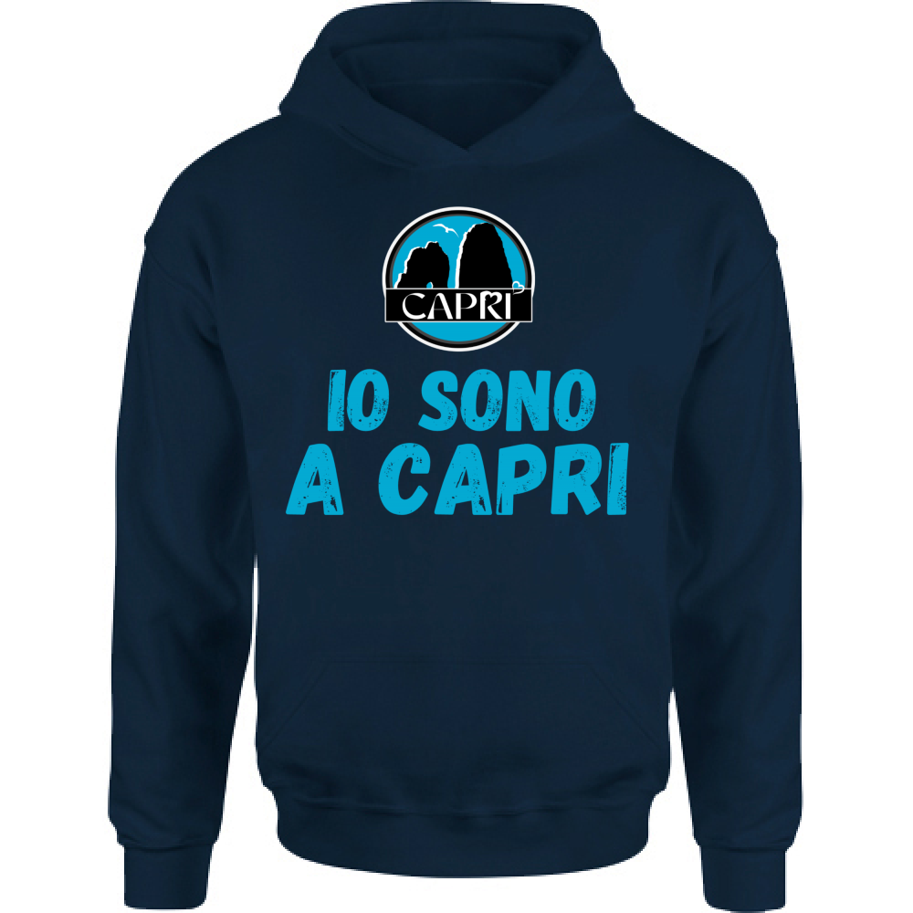 Felpa Bambino con Cappuccio IO SONO A CAPRI SCRITTA AZZURRA