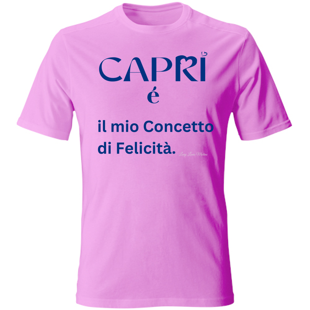 T-Shirt Bambino Capri é il mio concetto di Felicità scritta Blue