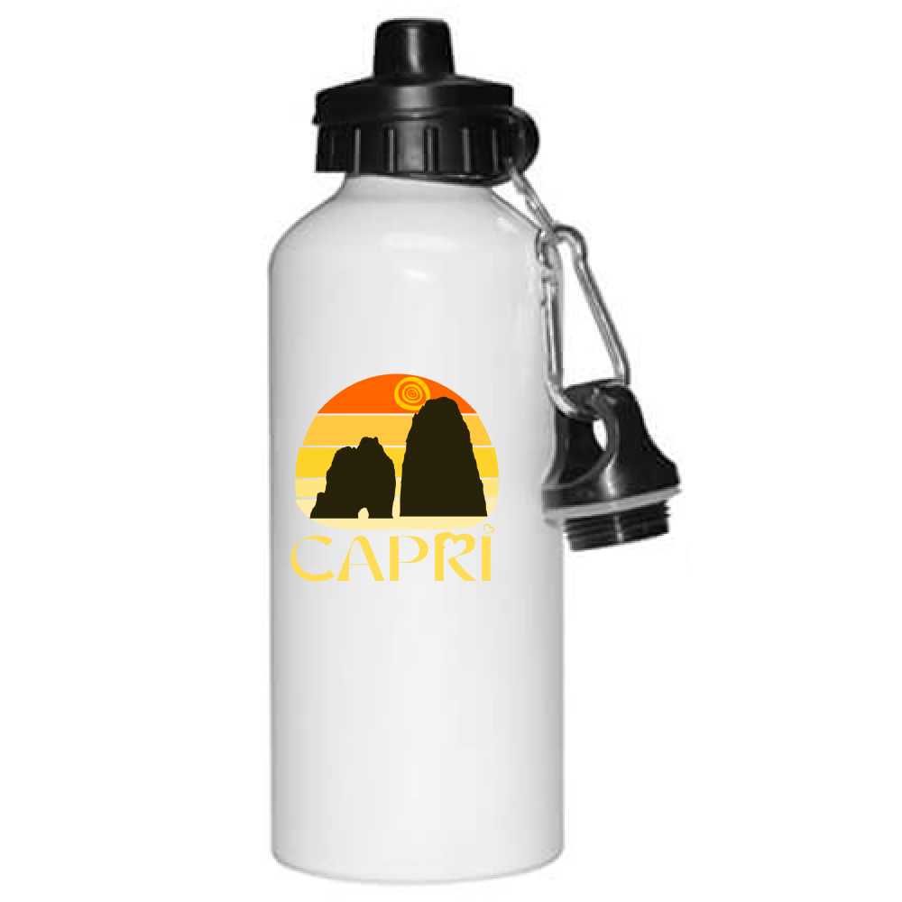 Borraccia CAPRI TRAMONTO VINTAGE SCRITTA GIALLO