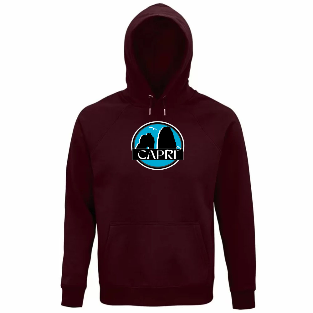 Felpa Organica Unisex Cappuccio CAPRI CERCHIO MAGICO CON  FARAGLIONI