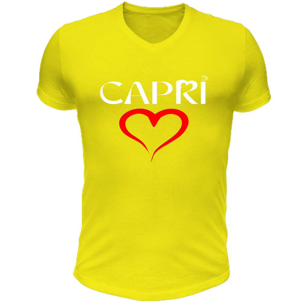 Unisex T-Shirt V-Neck HEART CAPRI RED