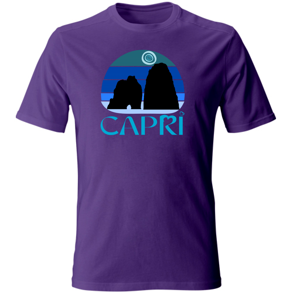 T-Shirt Unisex CAPRI VINTAGE TRAMONTO AZZURRATO