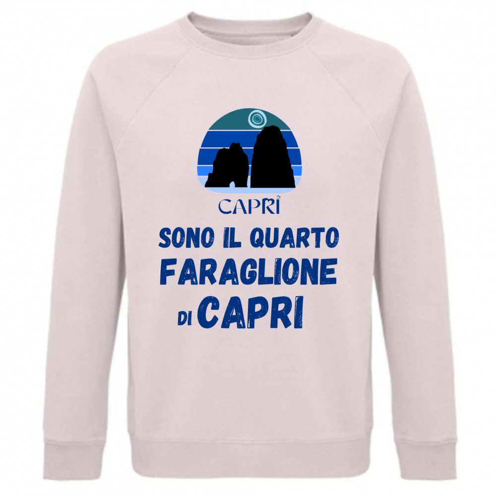 Felpa Unisex Organica SONO IL QUARTO FARAGLIONE DI CAPRI SCRITTA BLUE