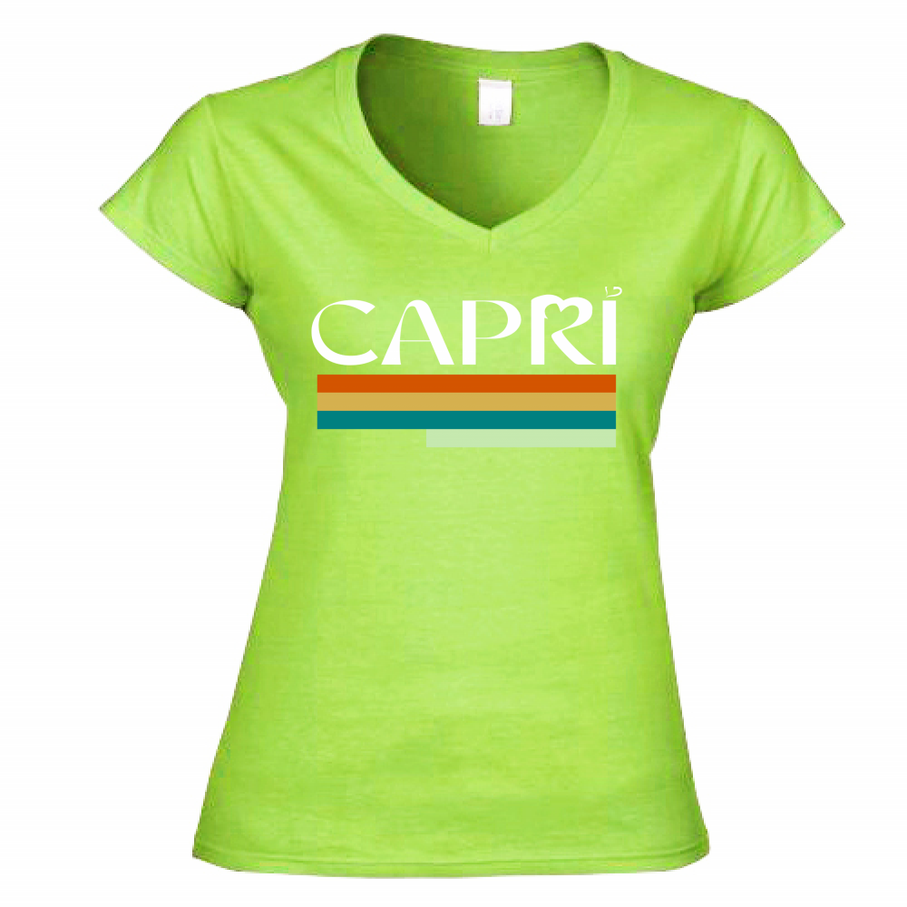 Women's T-Shirt V-Neck CAPRI TECHNICAL COLOR WHITE WRITING