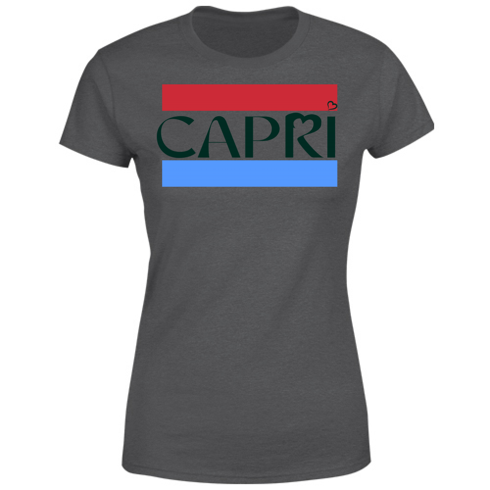 T-Shirt Donna CAPRI FASCIA ROSSO BLUE SCRITTA NERA