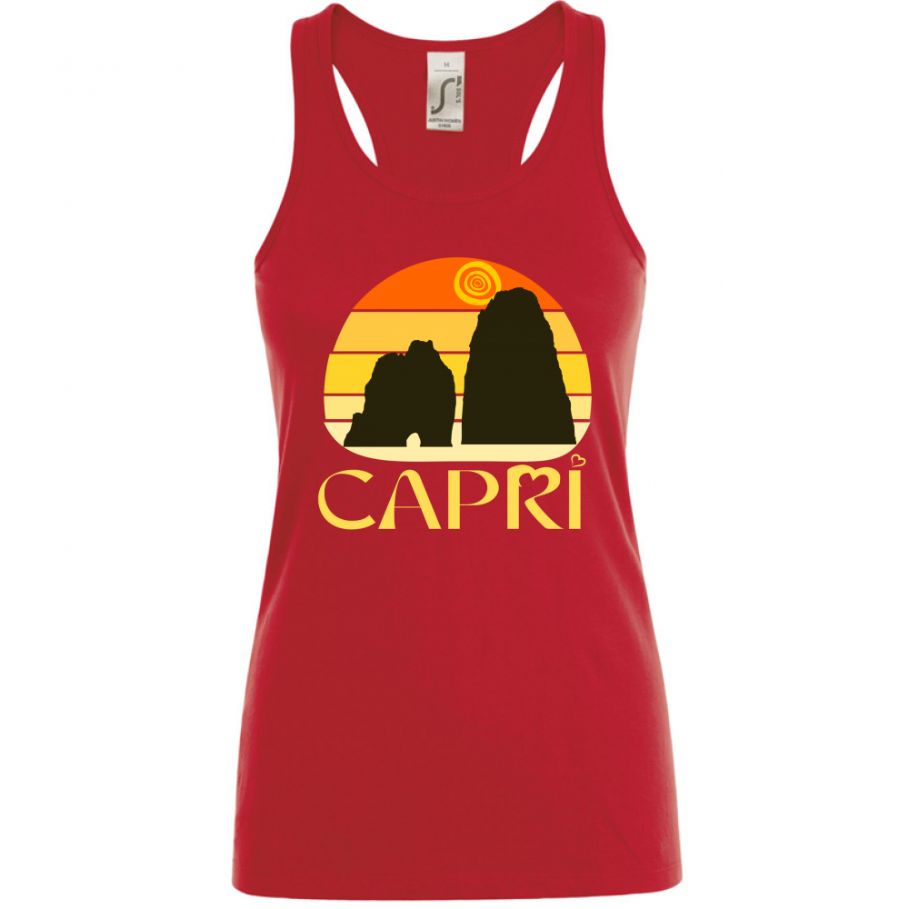 Canotta Donna CAPRI TRAMONTO VINTAGE SCRITTA GIALLO