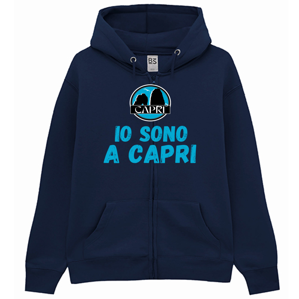 Premium Hoodie Zip I AM IN CAPRI BLUE WRITING