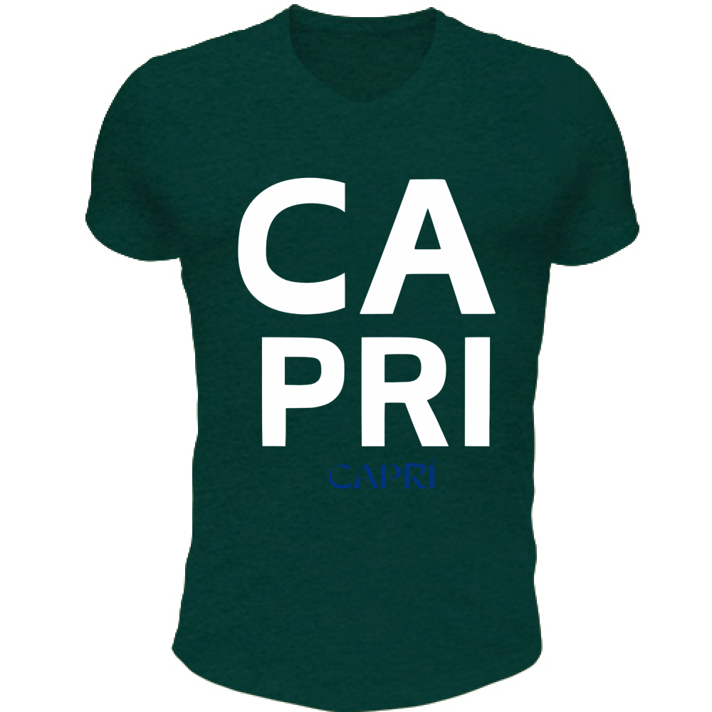 T-Shirt Unisex Scollo V CAPRI DESIGN SCRITTA BIANCA