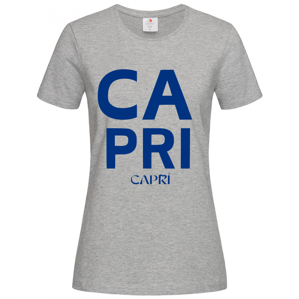 T-Shirt Women Premium CAPRI DESIGN SCRITTA BLUE