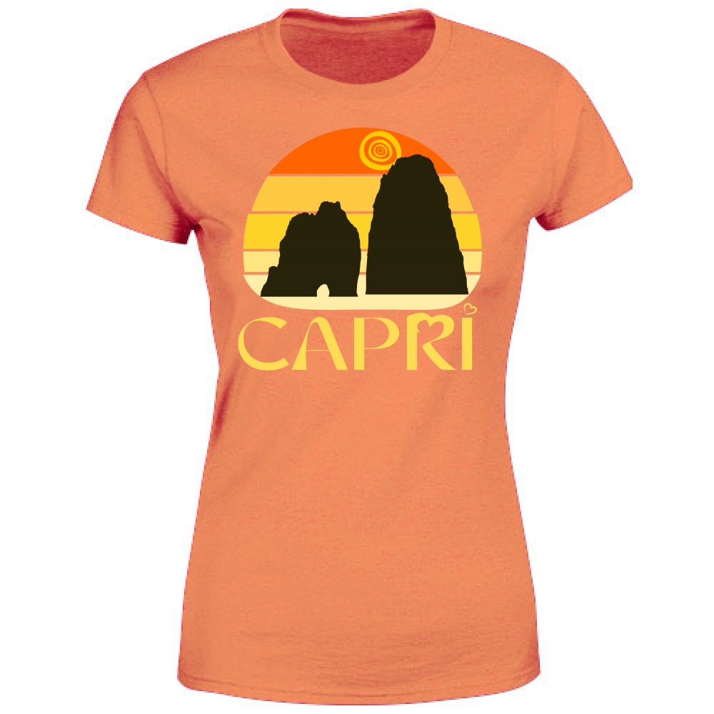 Women's T-Shirt CAPRI SUNSET VINTAGE YELLOW WRITING