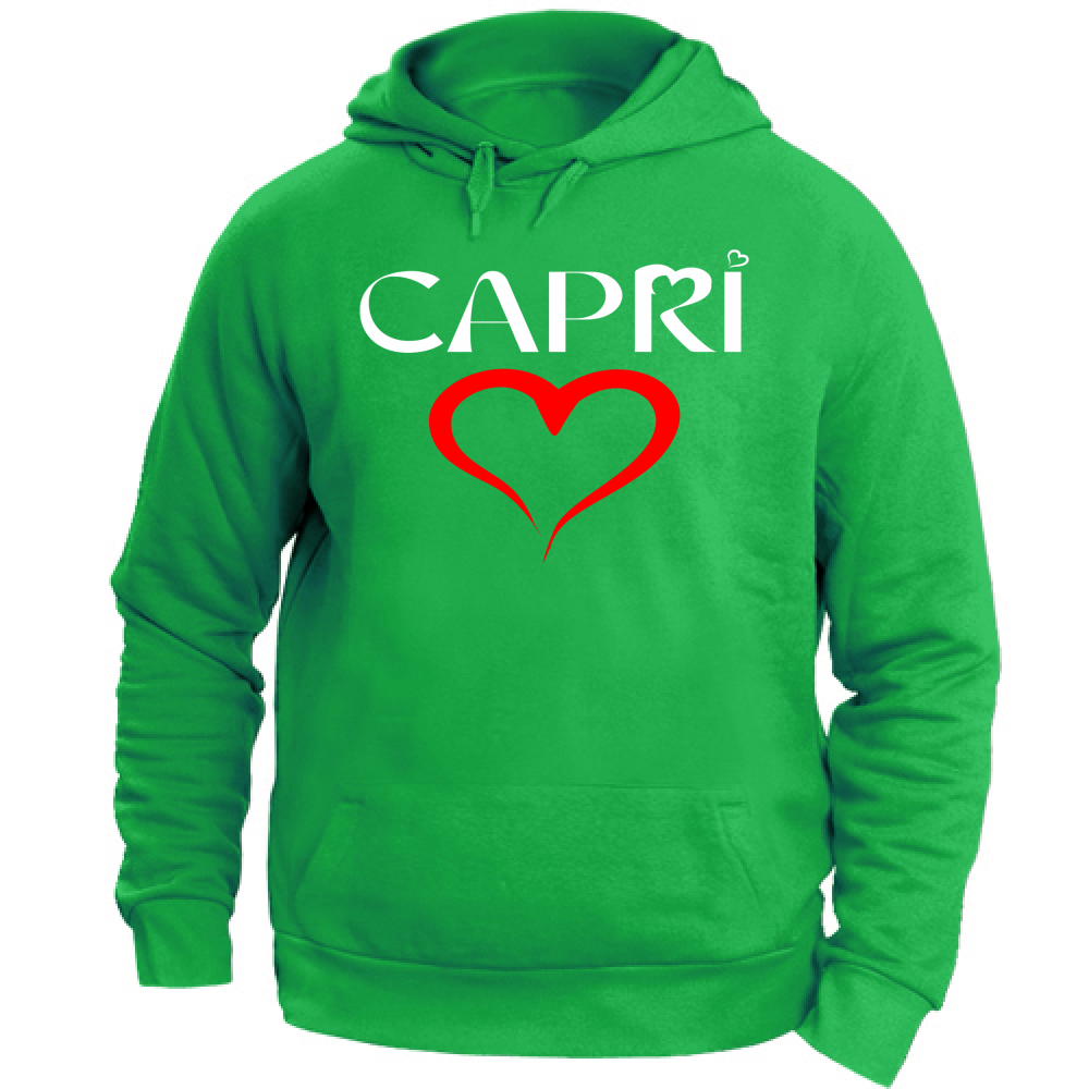 Felpa Unisex con Cappuccio CUORE CAPRI ROSSO