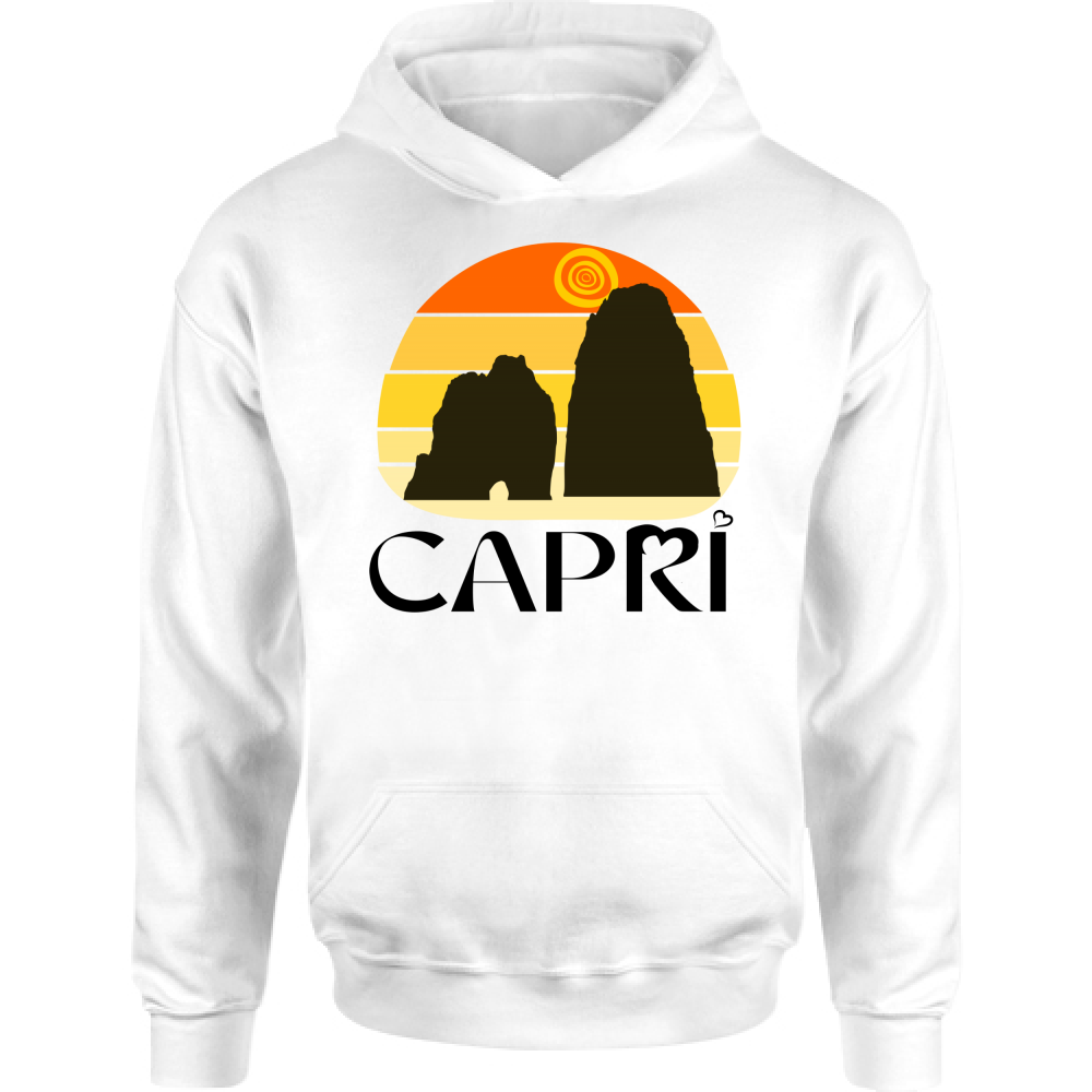 Felpa Bambino con Cappuccio CAPRI TRAMONTO VINTAGE SCRITTA NERA