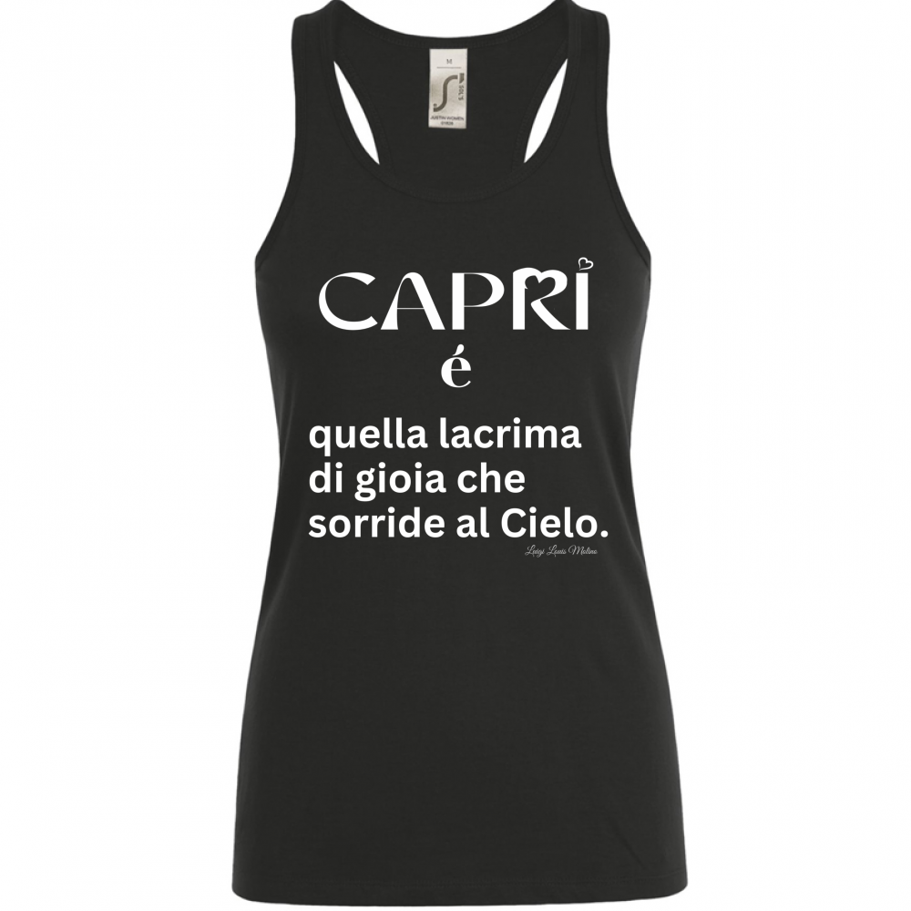 Canotta Donna Capri é quella lacrima di gioia scritta bianca