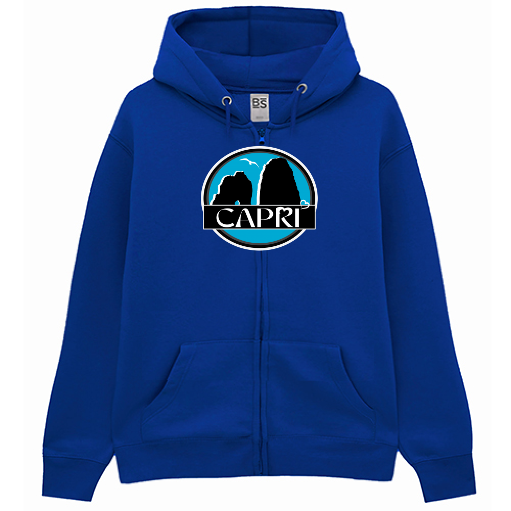 Felpa Premium Cappuccio Zip CAPRI CERCHIO MAGICO CON  FARAGLIONI