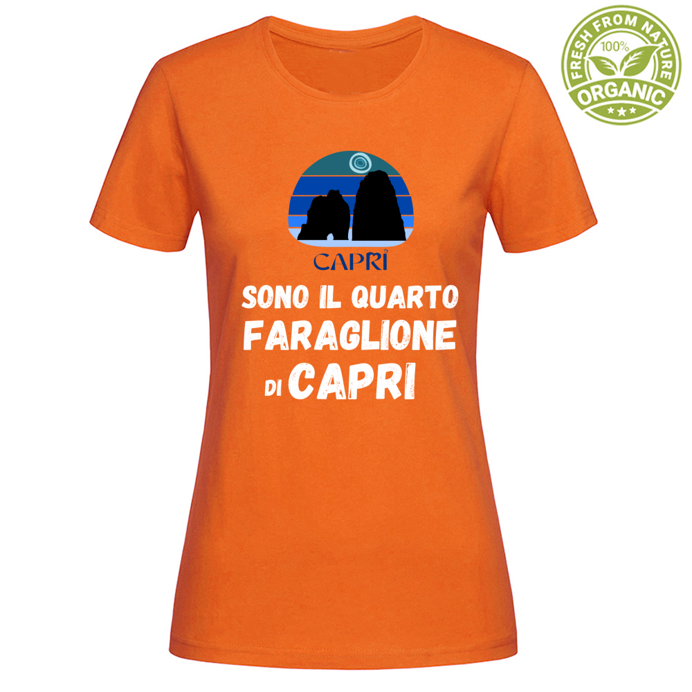 T-Shirt Woman Organic SONO IL QUARTO FARAGLIONE DI CAPRI SCRITTA BIANCA